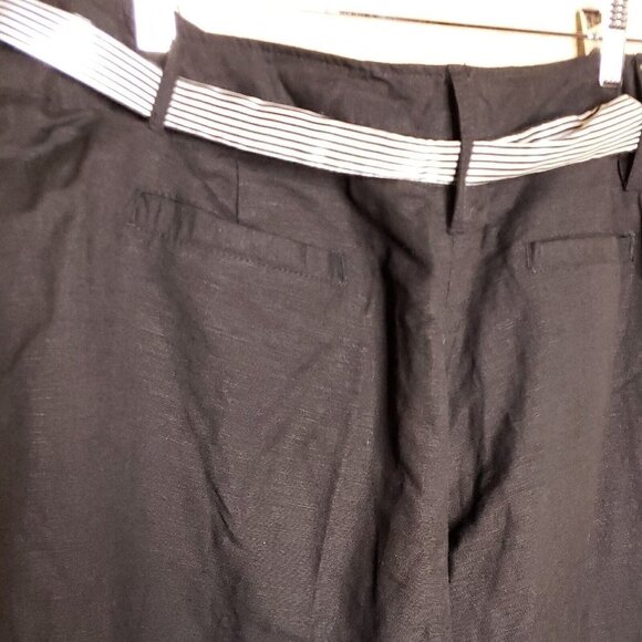 Larry Levine Womens Black Linen Blend Wide Leg Capri Pants 12 - Picture 5 of 10